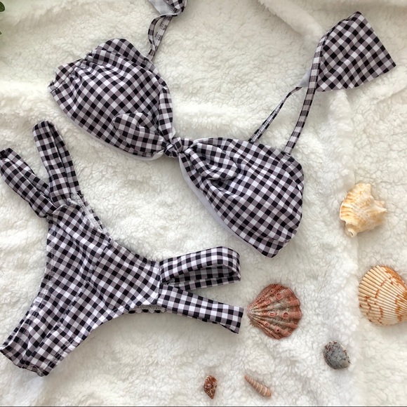 NWOT Gingham Double banded bikini - Picture 5 of 8